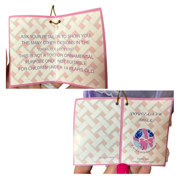 J Misa Collection Porcelain Doll Purple Dress with Hat - Picture 10 of 12